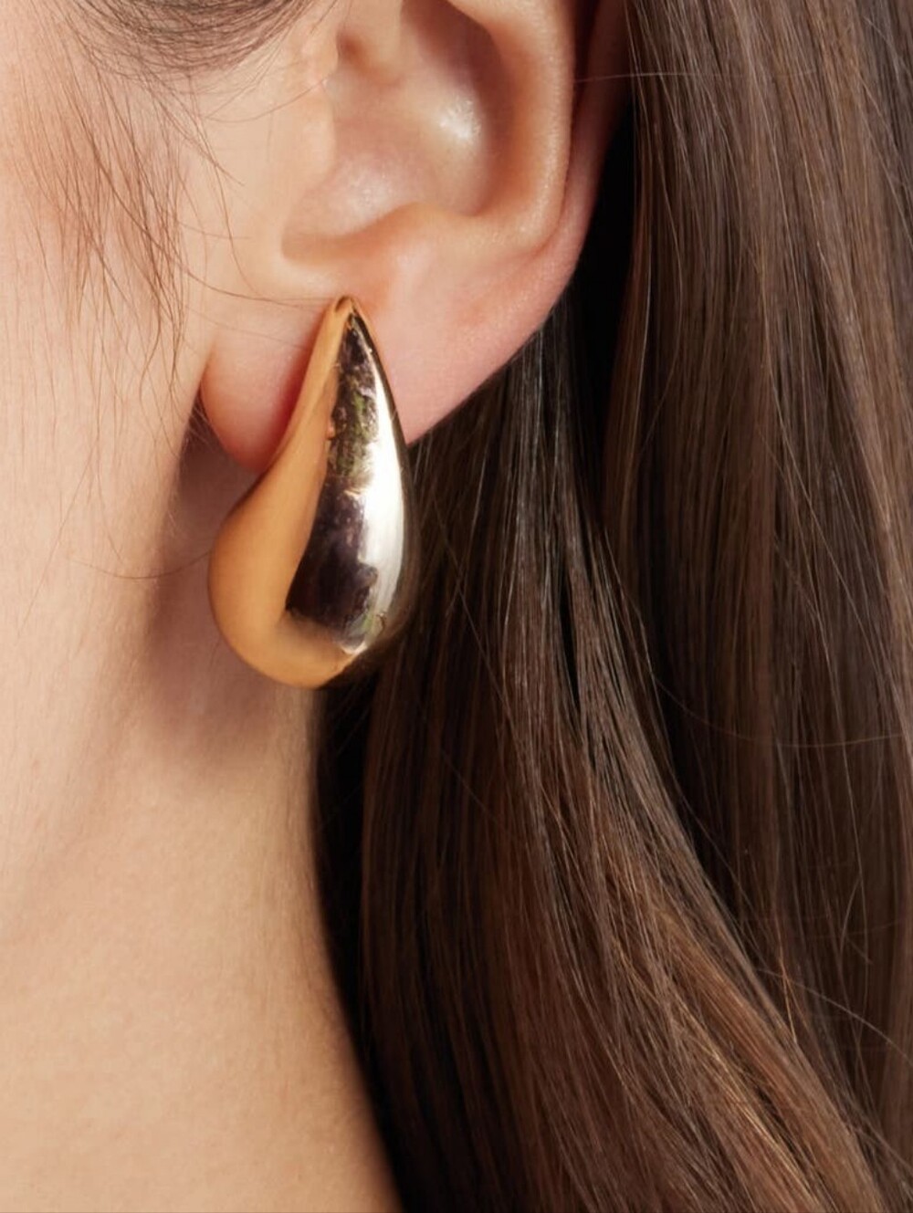 NWT Open Edit Polished Gold Teardrop Stud Earrings | Chunky Statement CC